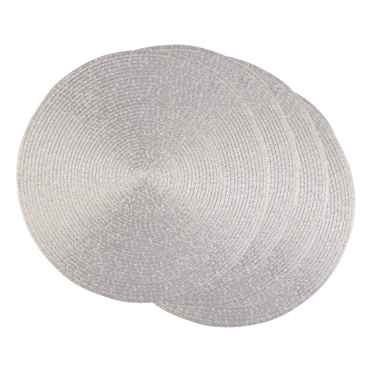 DII® Metallic Silver Round Polypropylene Woven Placemat (Set of 4)